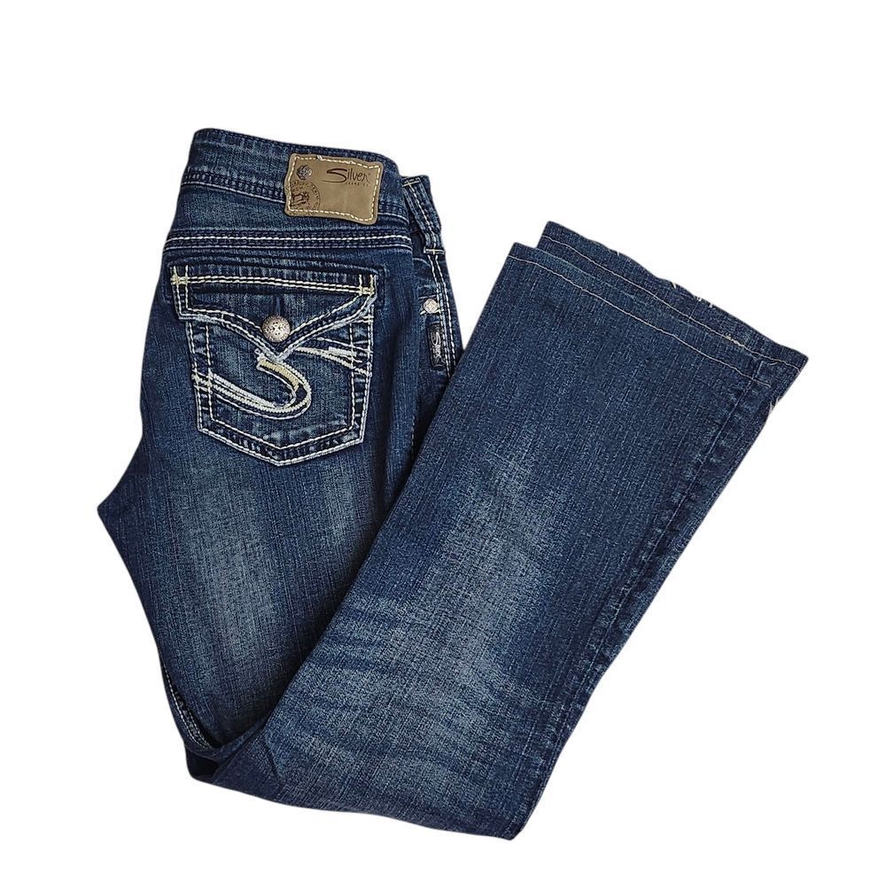 Silver Suki Surplus‎ Mid-Rise Slim-boot Distressed Jeans Sz 29×30